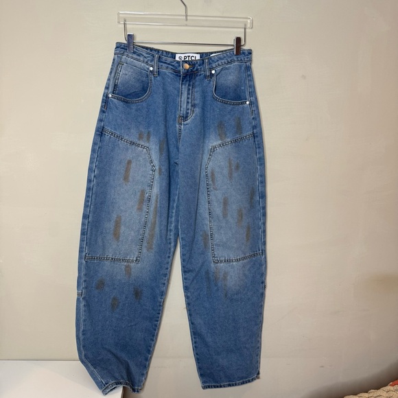 PTCL Ethical Brand High Rise Patch Pocket Jeans Size 27 Blue Denim - Picture 2 of 13